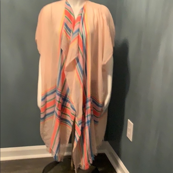 Neon Plaid Kimono Draped Coverup One Size - Picture 1 of 5